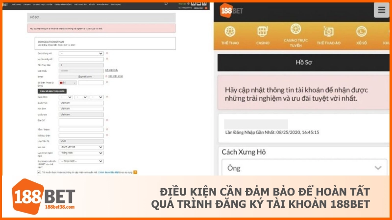 Điều kiện cần đảm bảo để hoàn tất quá trình đăng ký tài khoản 188BET