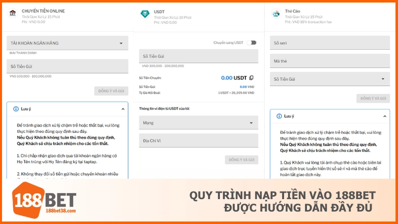 Nạp Tiền 188BET - Quy Trình Tạo Vốn Nâng Cao Trải Nghiệm 3 Quy trình nạp tiền vào 188BET được hướng dẫn đầy đủ