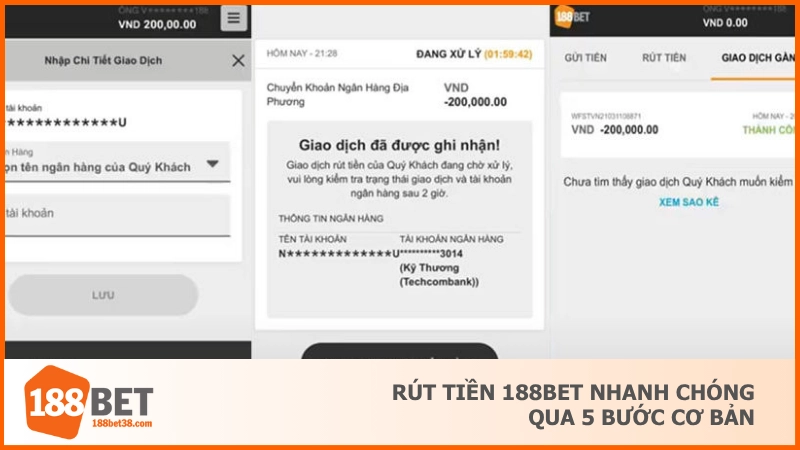 Rút tiền 188BET nhanh chóng qua 5 bước cơ bản